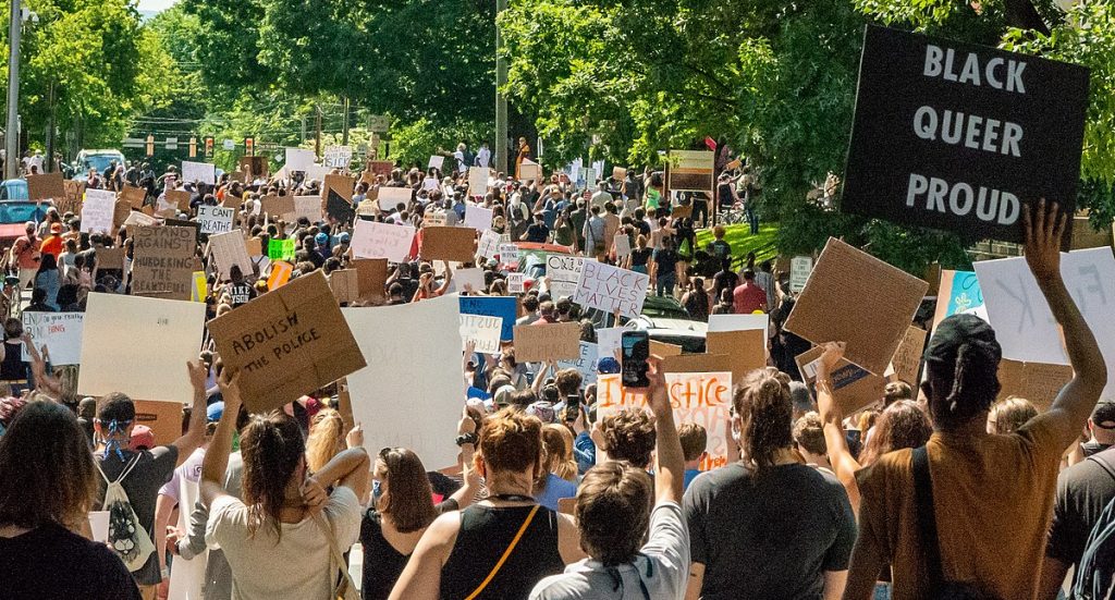 Black Lives Matter. Demonstration in Charlottesville, Virginia on May 30, 2020