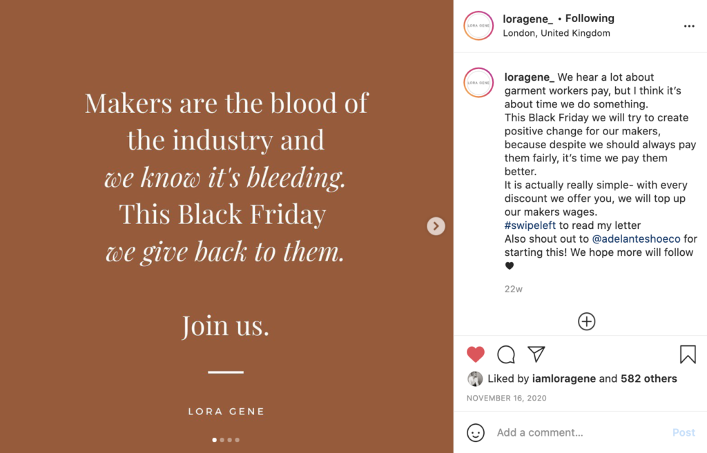 Lora Gene | Instragam post | Black Friday