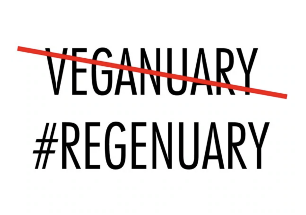 Veganuary crossed out and replaced with Regenuary