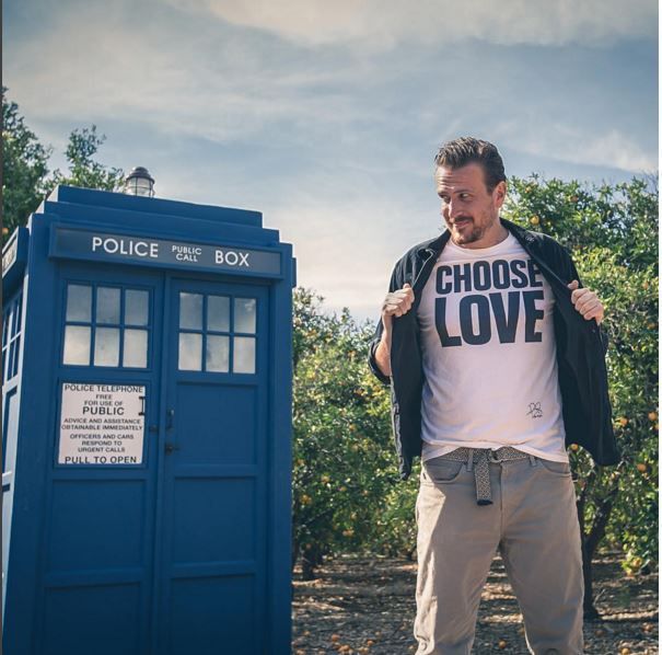 Jason Segel wearing Choose Love t-shirt