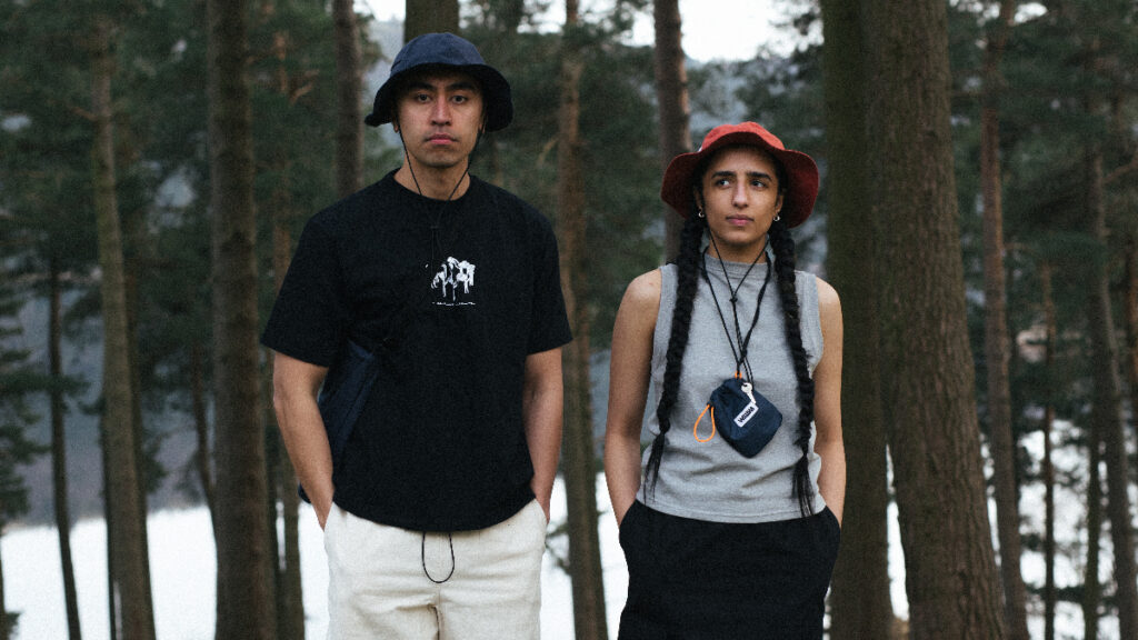 Man and woman modelling the Waxed Ripstop Boonie Hats | Sustainable activewear UK