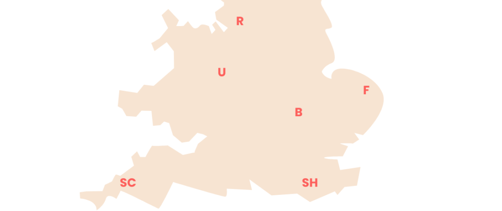 map with location of UK eco-retreats
