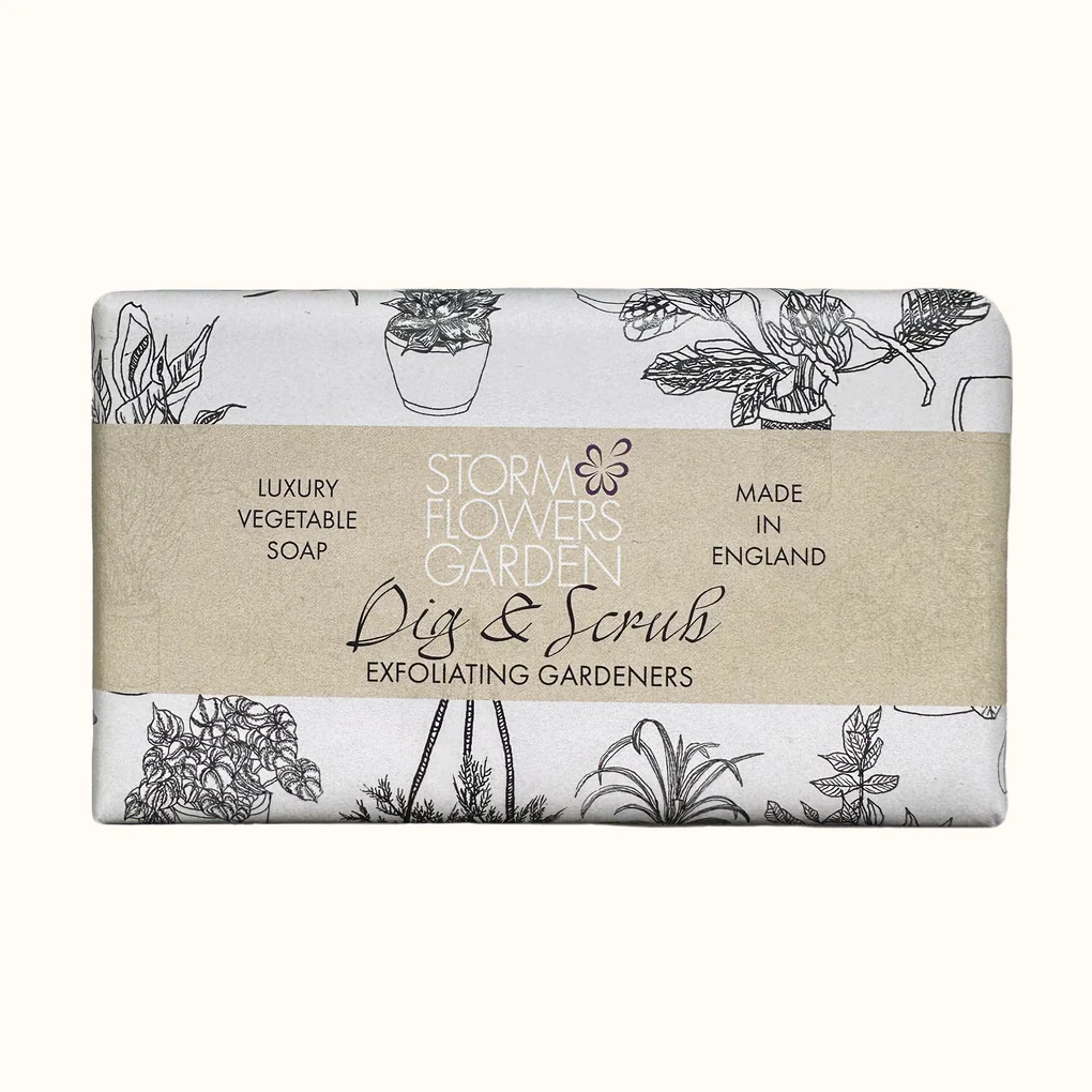 Storm Flowers Garden dig-and-scrub exfoliating soap bar