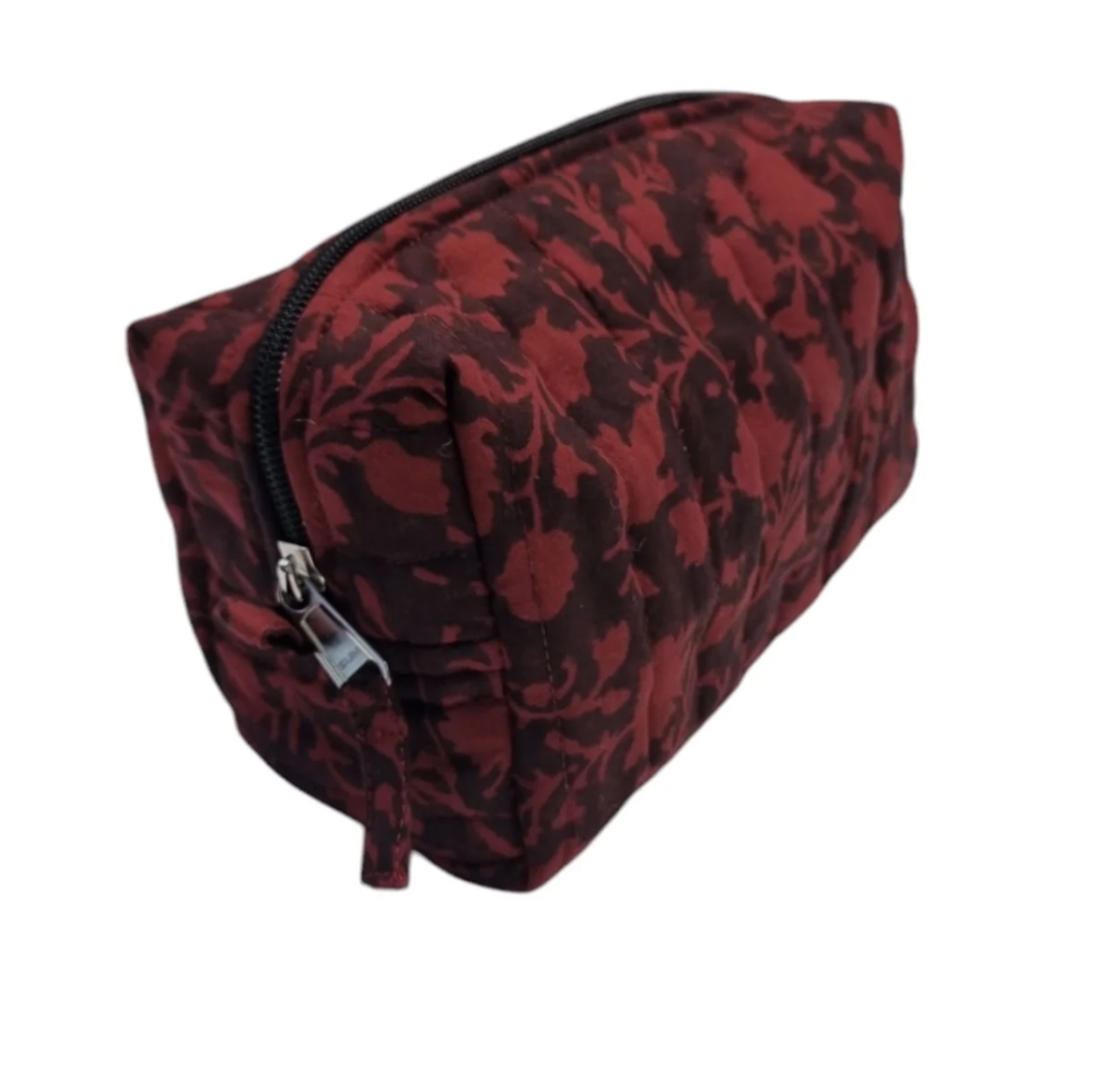 Jenerous Red Floral Makeup Bag